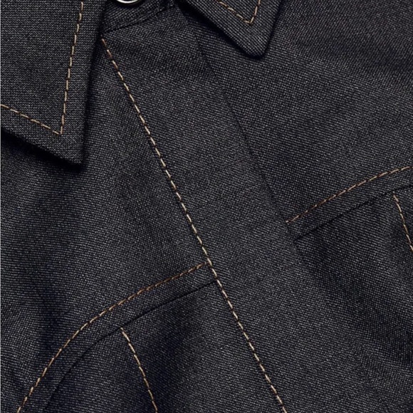 BRUNELLO CUCINELLI Denim Belted Wool Shirtdress in Anthracite $2895 - Picture 7 of 13